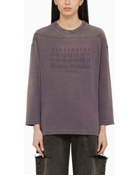 Maison Margiela - Aubergine-coloured Cotton Sweater With Logo - Lyst