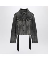 Balenciaga - Giacca grigia scura in denim con lacci - Lyst