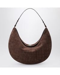 Jacquemus - Große Ovalo Tasche Aus Braunem Kroko-Effekt-Leder - Lyst