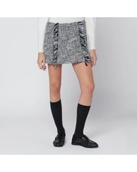 DURAZZI MILANO - Mini gonna con trama nera/bianca in misto lana - Lyst