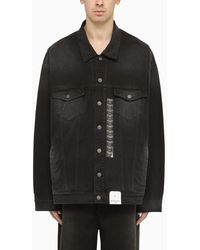 Balenciaga - Black Denim Jacket With Size Stickers - Lyst