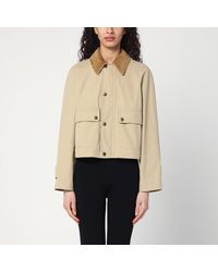 Burberry - Giacca cropped beige in cotone - Lyst