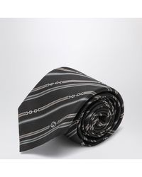Gucci - Schwarz/Hellgraue Seidenkrawatte Mit Horsebit Und Interlocking Gg - Lyst