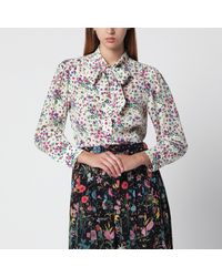 Gucci - Printed Silk Shirt With Bow - Lyst