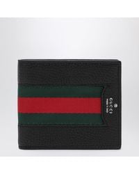 Gucci - Web Trademark Leather Mini Bi-Fold Card Holder - Lyst