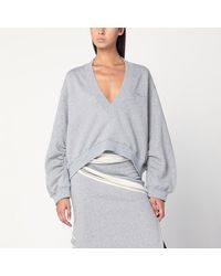 The Attico - Mélange Cotton Sweatshirt With Logo - Lyst