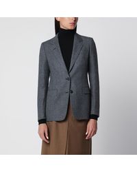 Tagliatore - Single-Breasted Anthracite Jacket With Houndstooth Pattern - Lyst