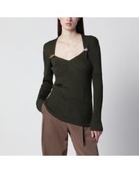 Bottega Veneta - Ribbed Cashmere-Silk Sweater With Prisma Brooches - Lyst