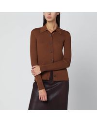 Roberto Collina - Cardigan color tabacco in lana - Lyst