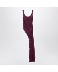 The Attico - Plum Draped Long Dress - Lyst