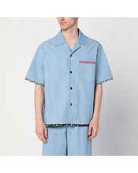 Valentino - Denim Shirt With Floral Trims - Lyst