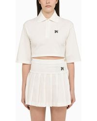 Palm Angels - Cotton Cropped Polo Shirt With Logo - Lyst