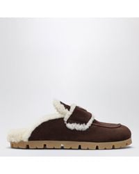Prada - Suede And Shearling Clogs - Lyst