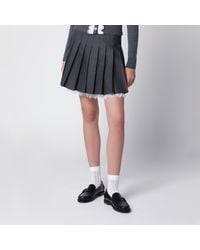Self-Portrait - Pleated Wool Mini Skirt With Lace Trim - Lyst