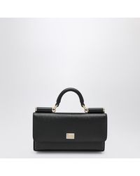 Dolce & Gabbana - Mini Dauphine-Tasche Aus Schwarzem Leder Mit Logo-Plakette - Lyst