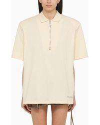 The Attico - Cream-Coloured Polo Shirt With Oversize Shoulders - Lyst