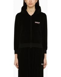 Balenciaga - Black Cotton Zip Sweatshirt With Logo - Lyst