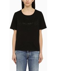 DSquared² - T-shirt girocollo nera in cotone con logo - Lyst