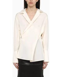 Givenchy - Silk Wrap-around Écru Shirt - Lyst