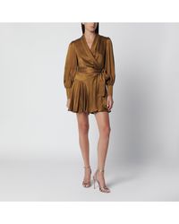 Zimmermann - Khaki Silk Wrap Mini Dress - Lyst