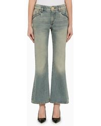 Balmain - Washed-effect Cropped Denim Jeans - Lyst