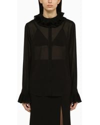 Dolce & Gabbana - Silk Blend Shirt With Pleated Collar And Cuffs - Lyst