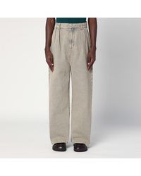 Loewe - Pleated Sand-Coloured Denim Pants - Lyst