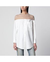 MM6 by Maison Margiela - Cotton Shirt With Sheer Panels - Lyst
