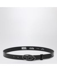 DIESEL - Ceinture Noire En Cuir Avec Boucle Oval D - Lyst