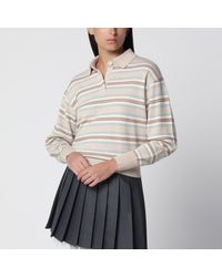 Guest In Residence - Collegiate Stripe Polo Sweater Sandstone - Lyst