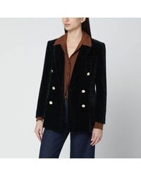 VI TO VI - Dark Velvet Double-Breasted Jacket - Lyst