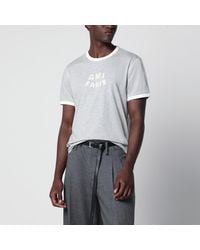 Ami Paris - Cream Cotton T-Shirt With Logo Appliqué - Lyst