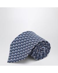 Ferragamo - Silk Tie With Gancini And Owl Print - Lyst
