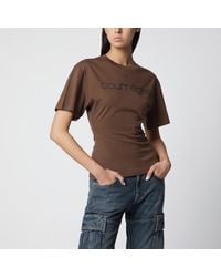 Courreges - Brick/ Cotton T-Shirt With Logo - Lyst