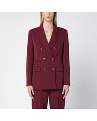 Max Mara - Bordeaux Double-breasted Jacket In Wool - Lyst