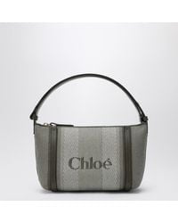 Chloé - Borsa carry a righe verde scura in tela - Lyst