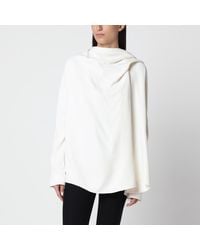 TOTEME - Ecru Viscose Asymmetrical Draped Blouse - Lyst