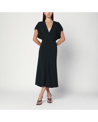Victoria Beckham - Abito midi scuro in raso - Lyst