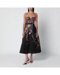 Zimmermann - Valiant Floral Silk Linen Corset Midi Dress - Lyst
