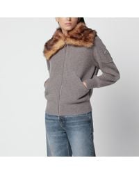 Moose Knuckles - Wool Cardigan With Faux Fur Collar - Lyst
