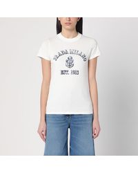 Prada - T-Shirt Blanc À Imprimé Logo - Lyst