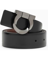 Ferragamo - Gancini Reversible Black/brown Leather Belt - Lyst