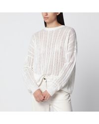Lisa Yang - Cream Cable-Knit Amabel Cashmere-Silk Sweater - Lyst