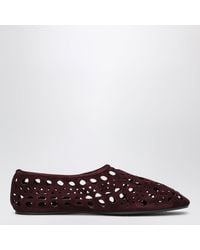 Alaïa - Cherry Suede Vienne Perforated Slippers - Lyst