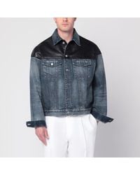 Prada - Denim And Leather Jacket - Lyst