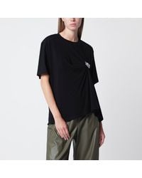 MM6 by Maison Margiela - Draped T-Shirt With Logo Patch - Lyst