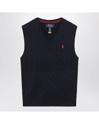 Polo Ralph Lauren - Cable-Knit V-Neck Cotton Sweater Vest - Lyst