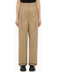 Prada - Khaki Cotton Trousers With Pleats - Lyst