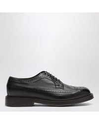 Doucal's - Dark Leather Derby Shoes With Brogue Detailing - Lyst