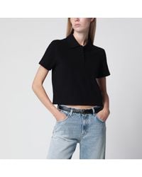 Saint Laurent - Cropped Cotton Piqué Polo Shirt - Lyst
